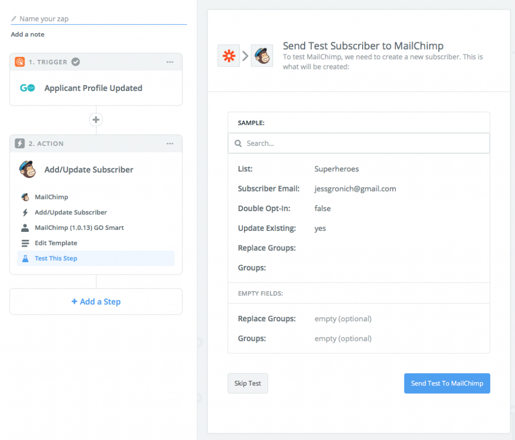 update record airtable update mailchimp zapier