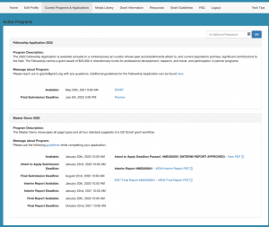 Screenshot of the Current Programs & Applications tab